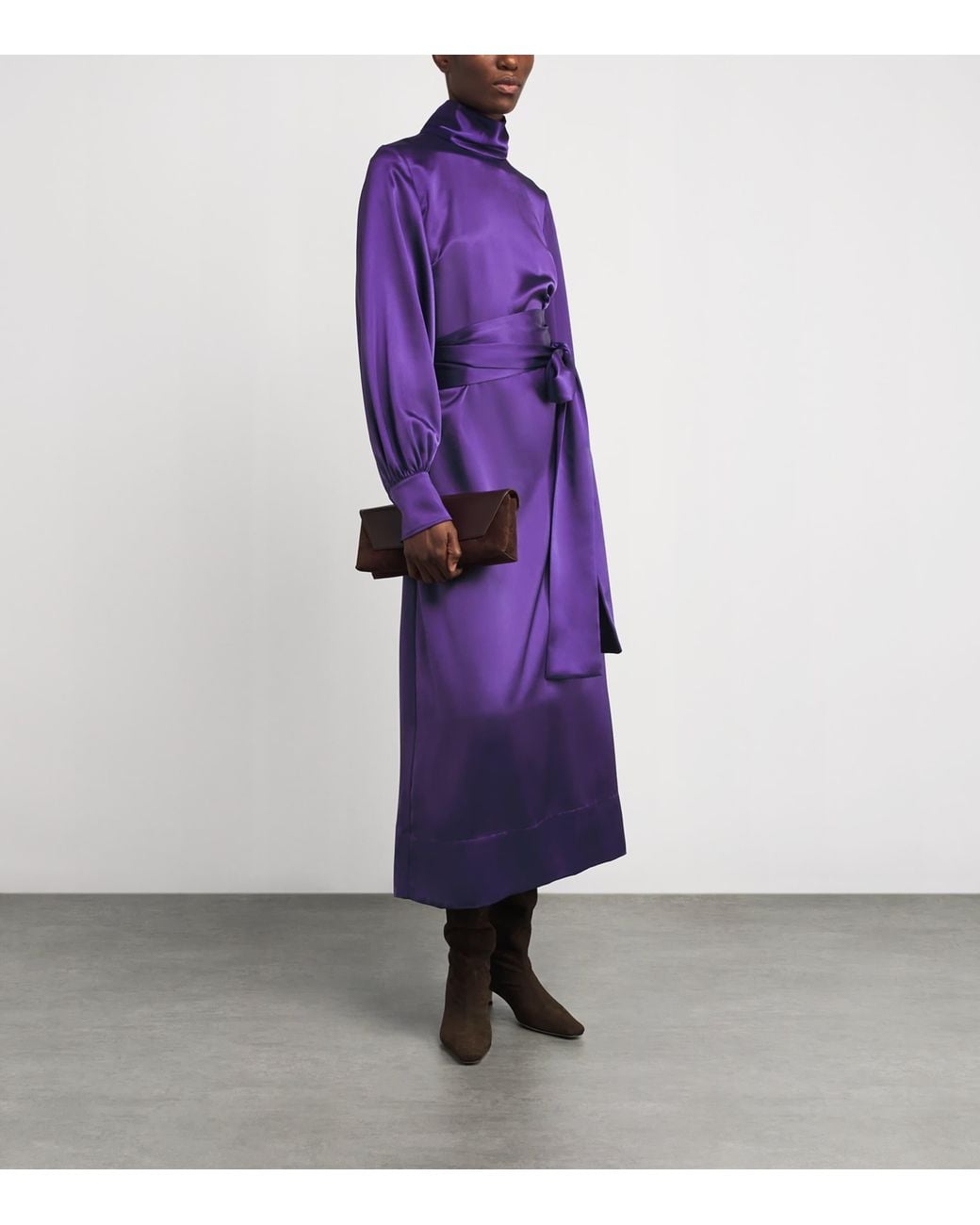 Joseph Purple Satin Cels Maxi Dress