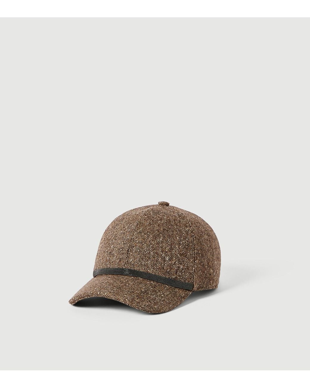 Brunello Cucinelli Brown Virgin Wool-Blend Monili Baseball Cap