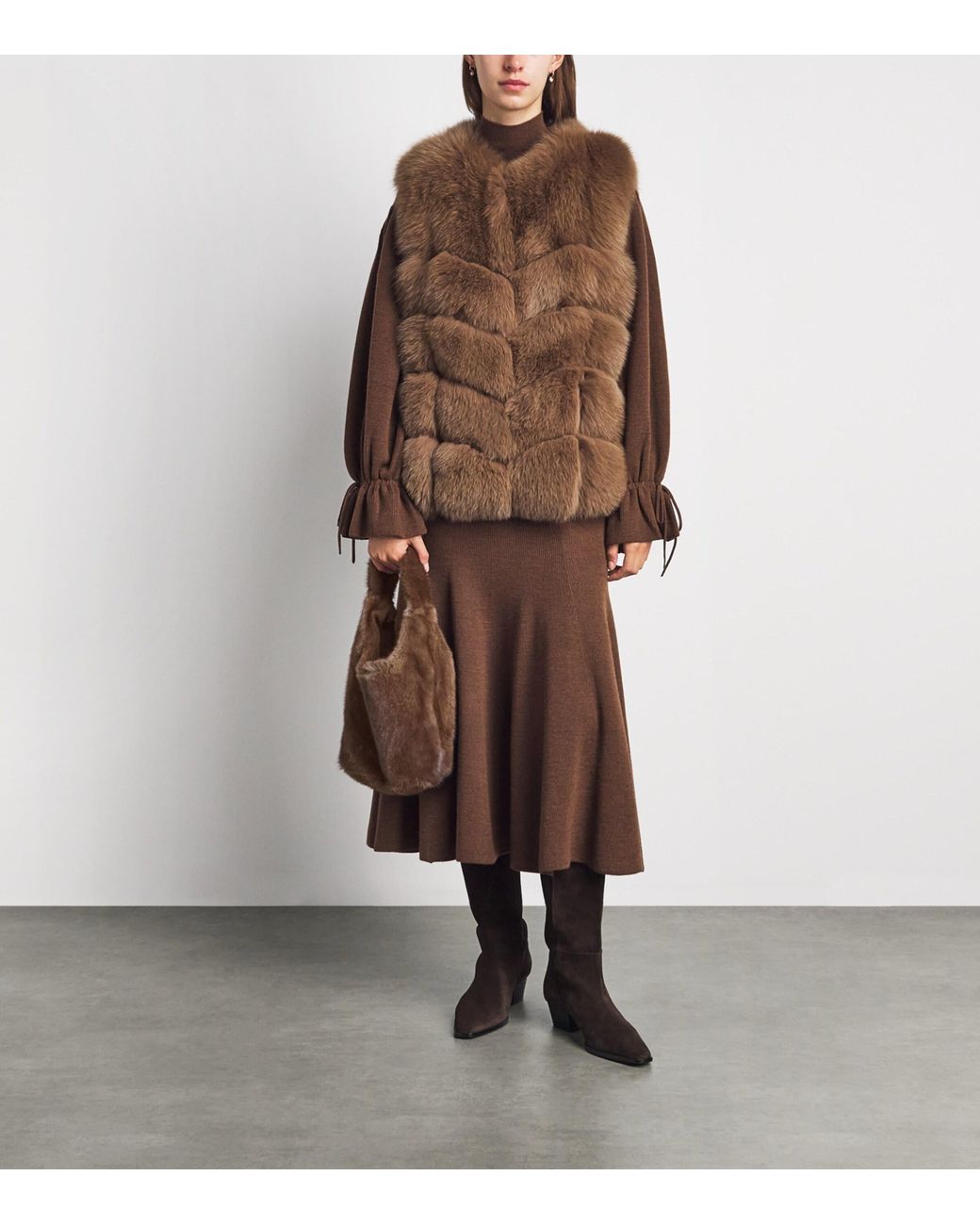Yves Salomon Brown Mink Fur Shoulder Bag