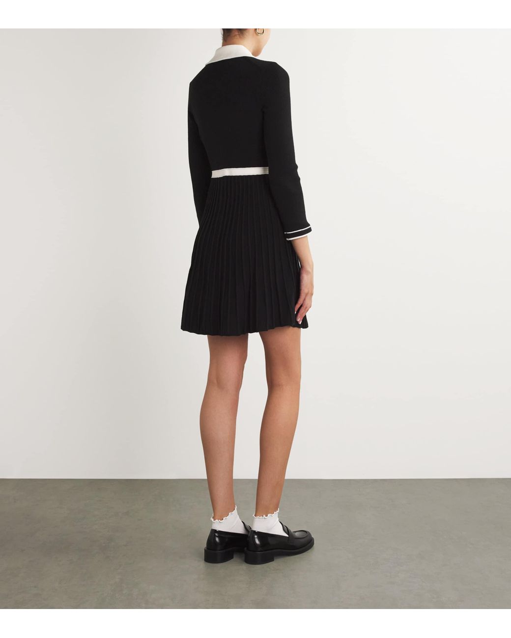 Maje Pleated Knit Mini Dress in Black | Lyst UK