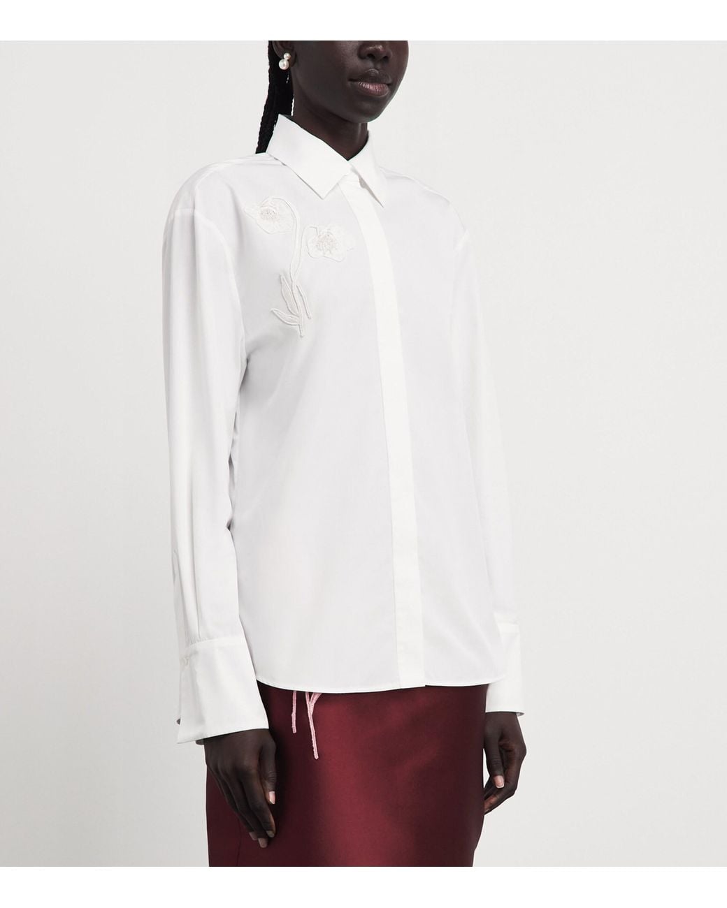 Erdem White Floral Embroidered Shirt