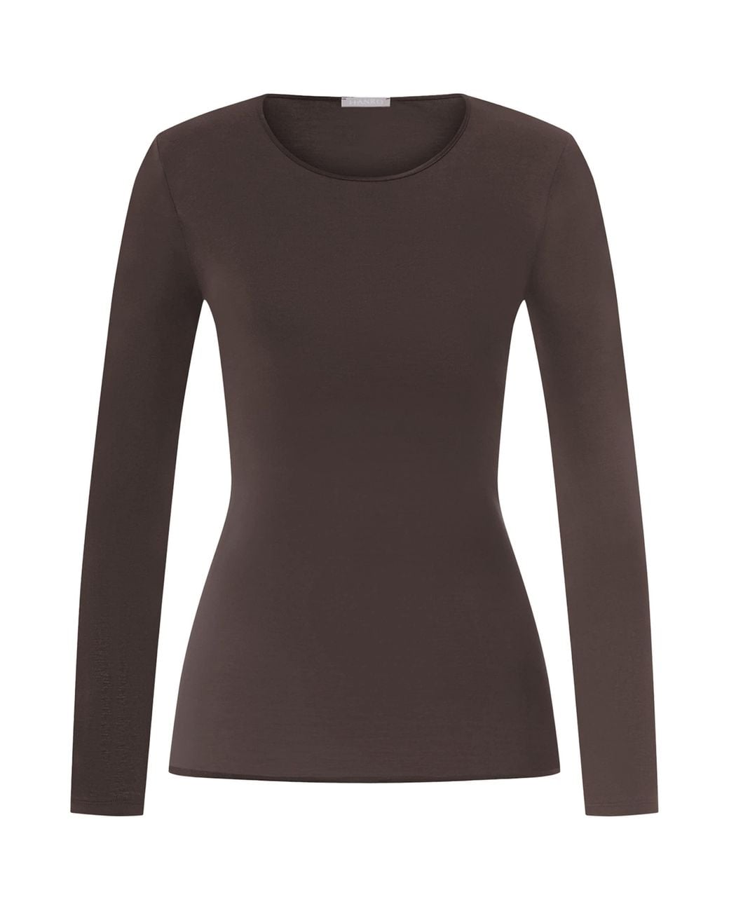 Hanro Brown Cotton Seamless Long-Sleeve Top