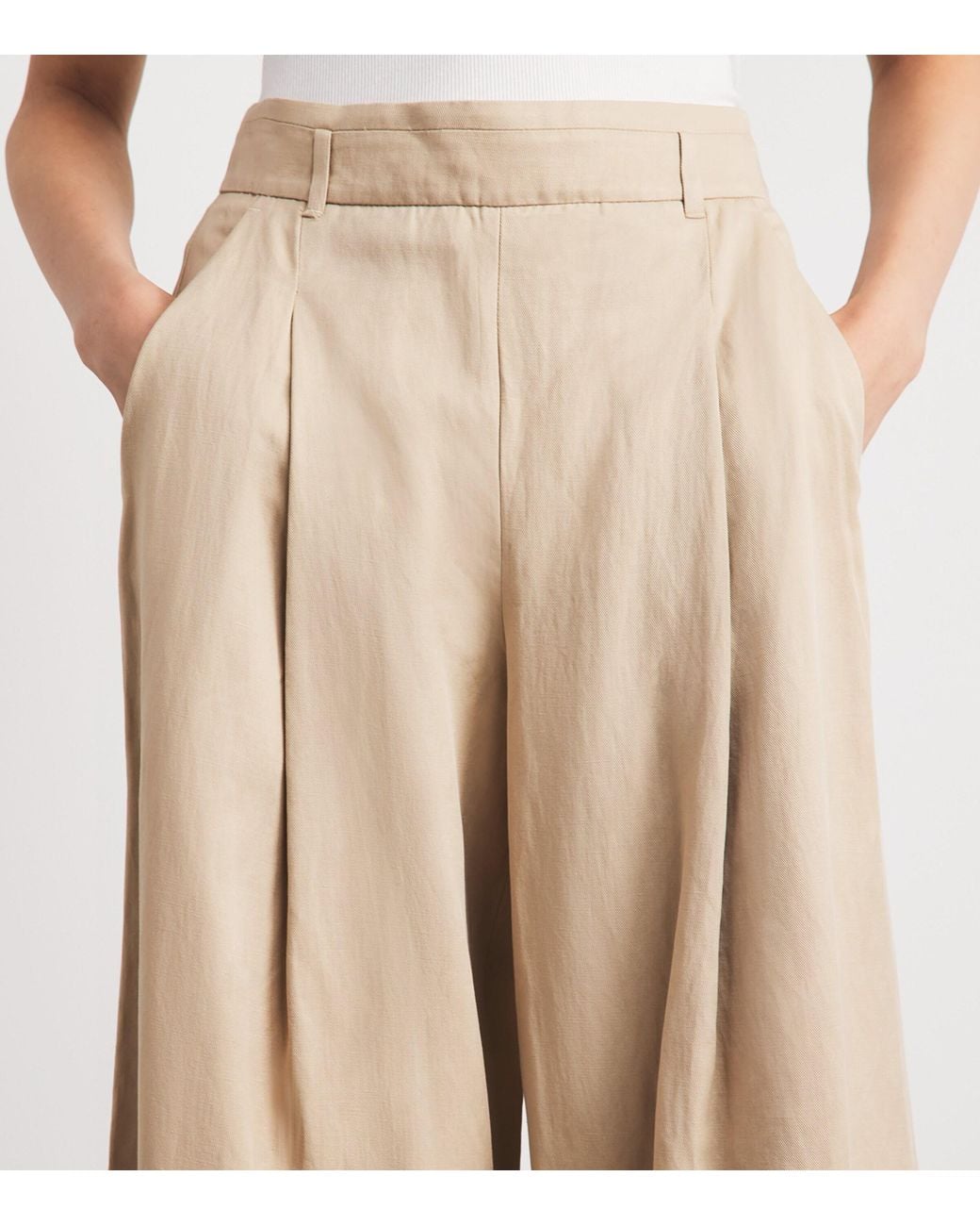 ME+EM Natural Wide-Leg Tailored Trousers