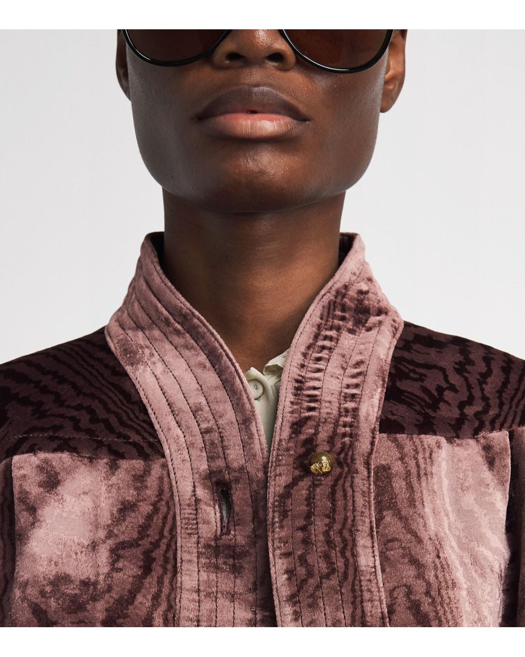Blazé Milano Brown Velvet Patterned Coiba Blazer