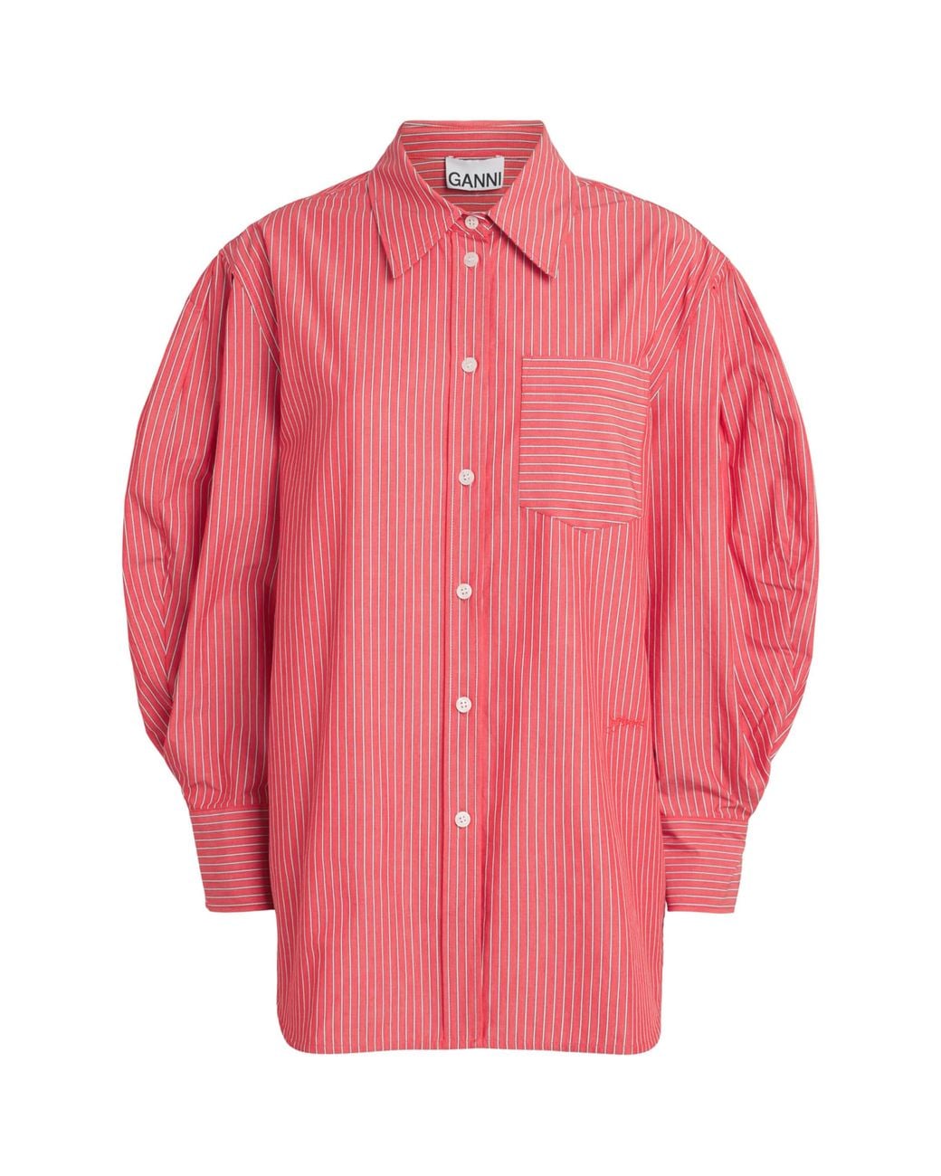 Ganni Pink Cotton Stripe Oxford Shirt