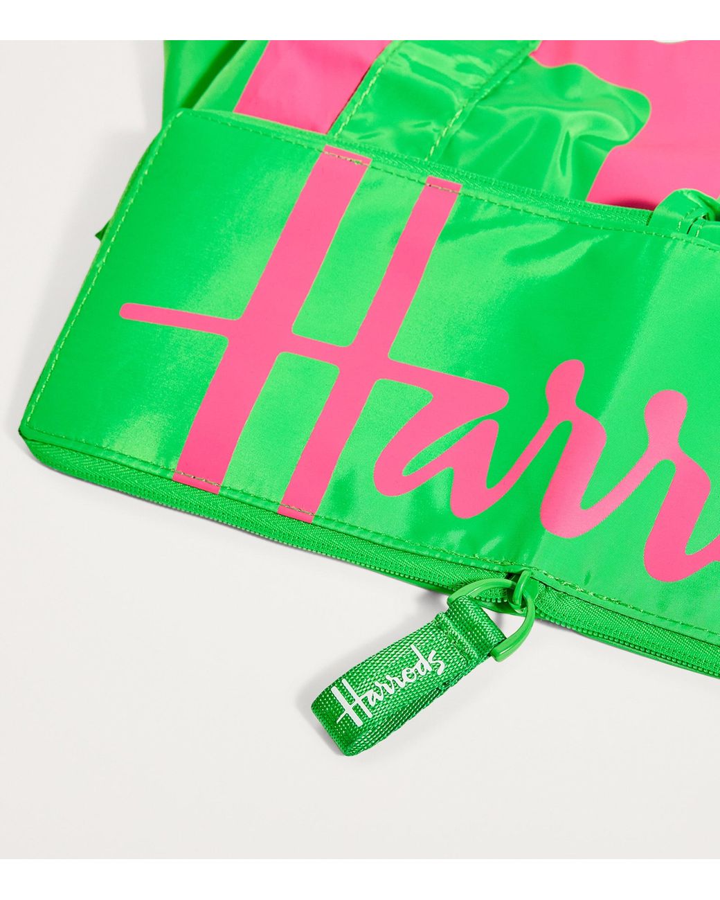 Harrods Green Logo Pocket Shopper Bag