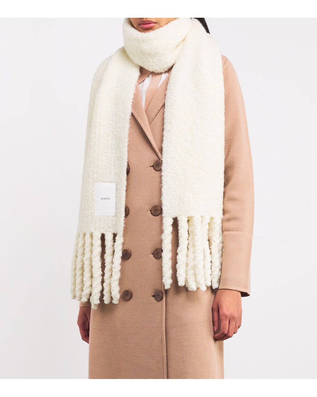 Joseph White Bouclé Knit Scarf