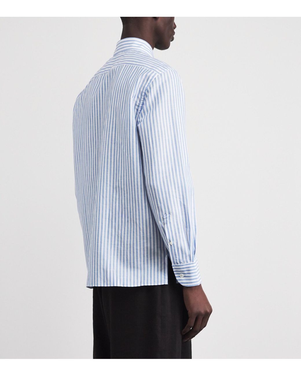 Corneliani Blue Cotton-Linen Stripe Shirt for men