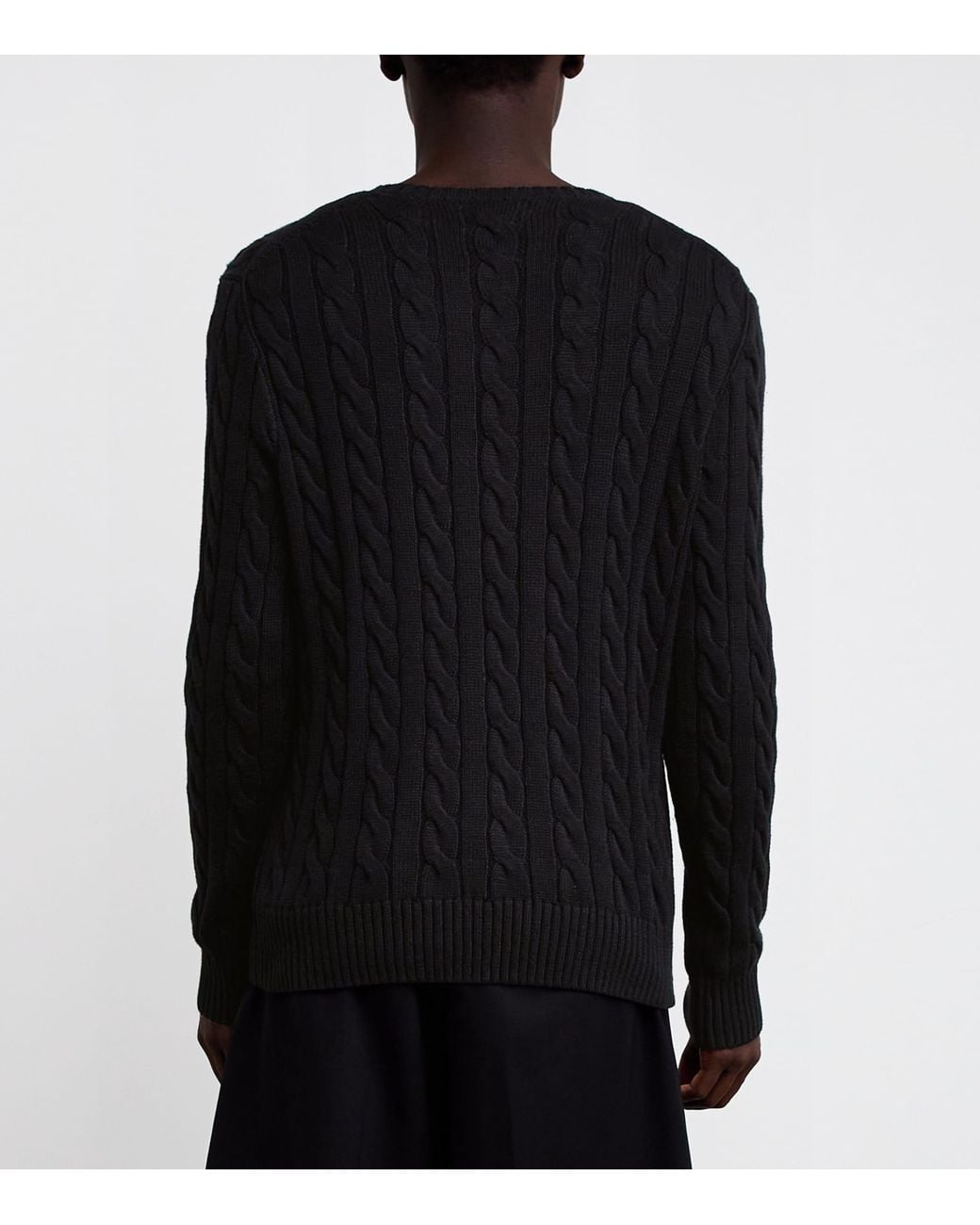 Polo Ralph Lauren Black Cotton Cable-Knit Sweater for men