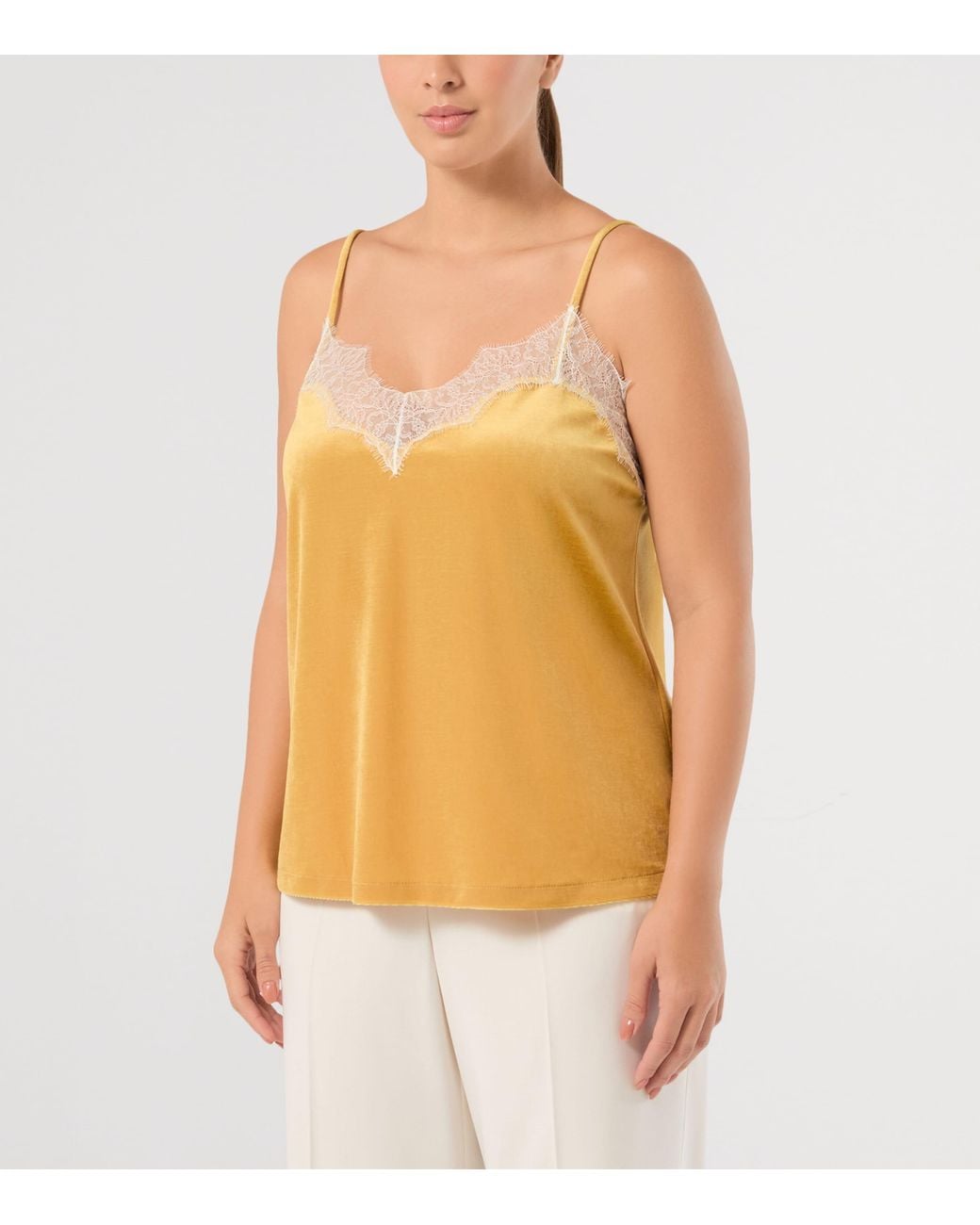 Marina Rinaldi Natural Lace-Trim Cami Top