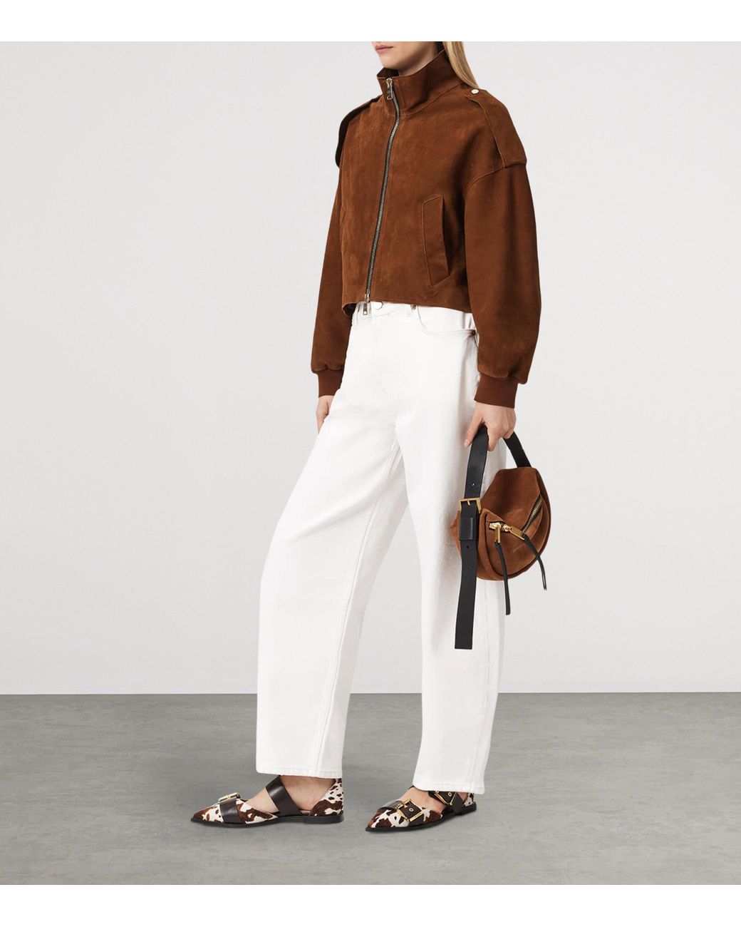 AllSaints Brown Suede Lowden Jacket
