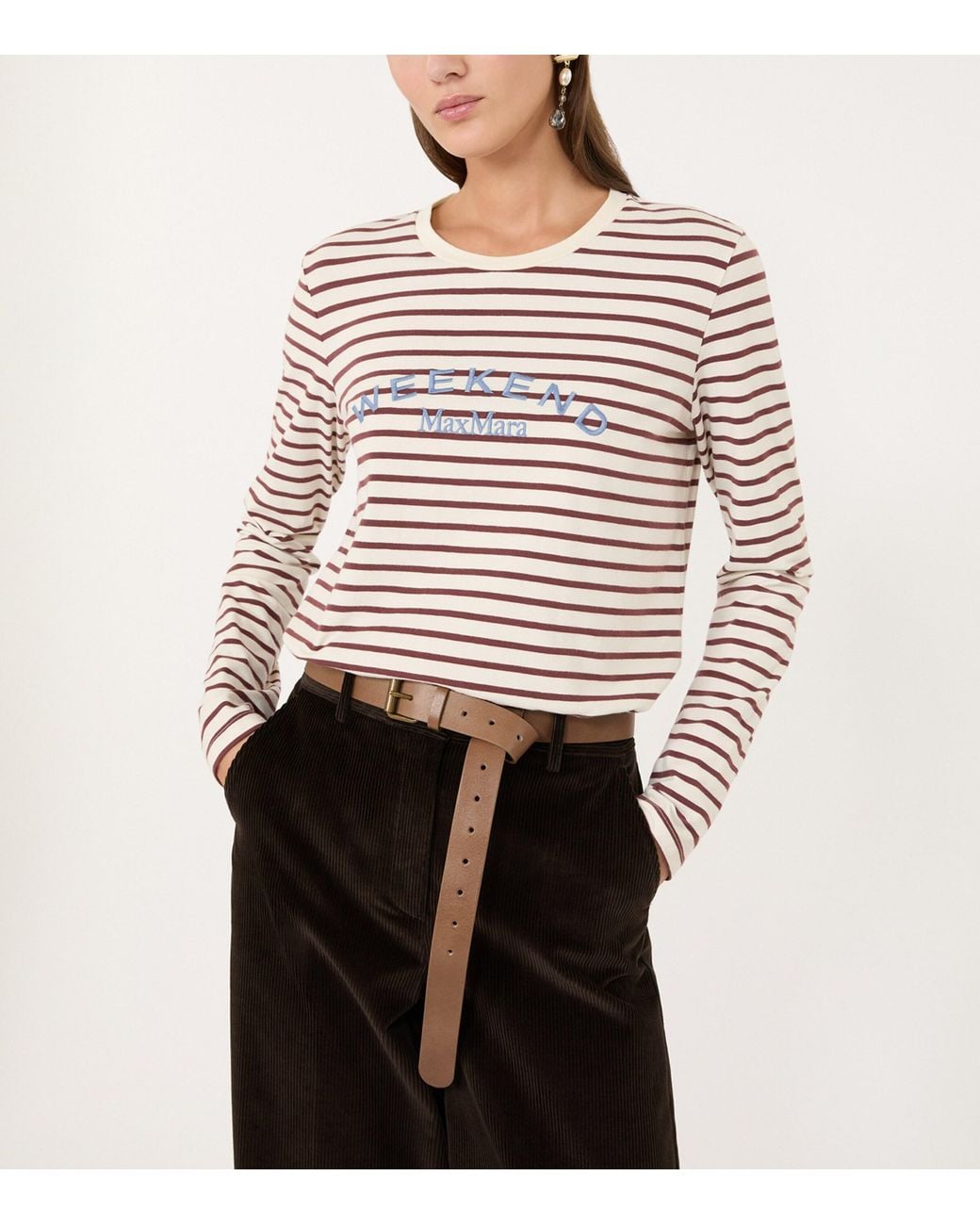 Weekend by Maxmara White Stretch-Cotton Logo T-Shirt