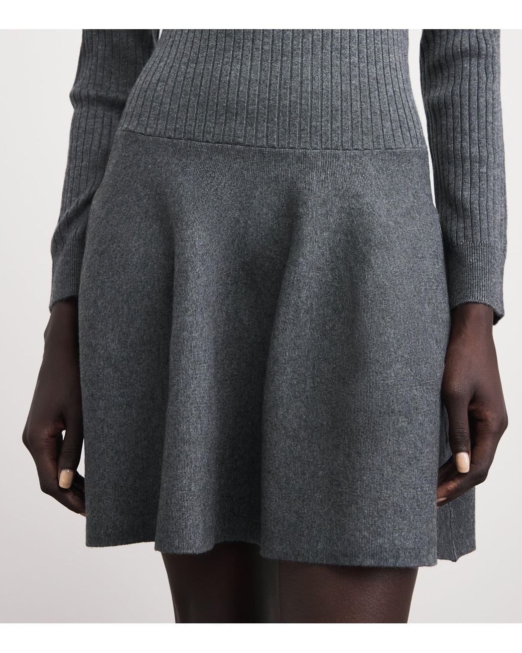 Maje Gray Embellished Collar Knit Mini Dress