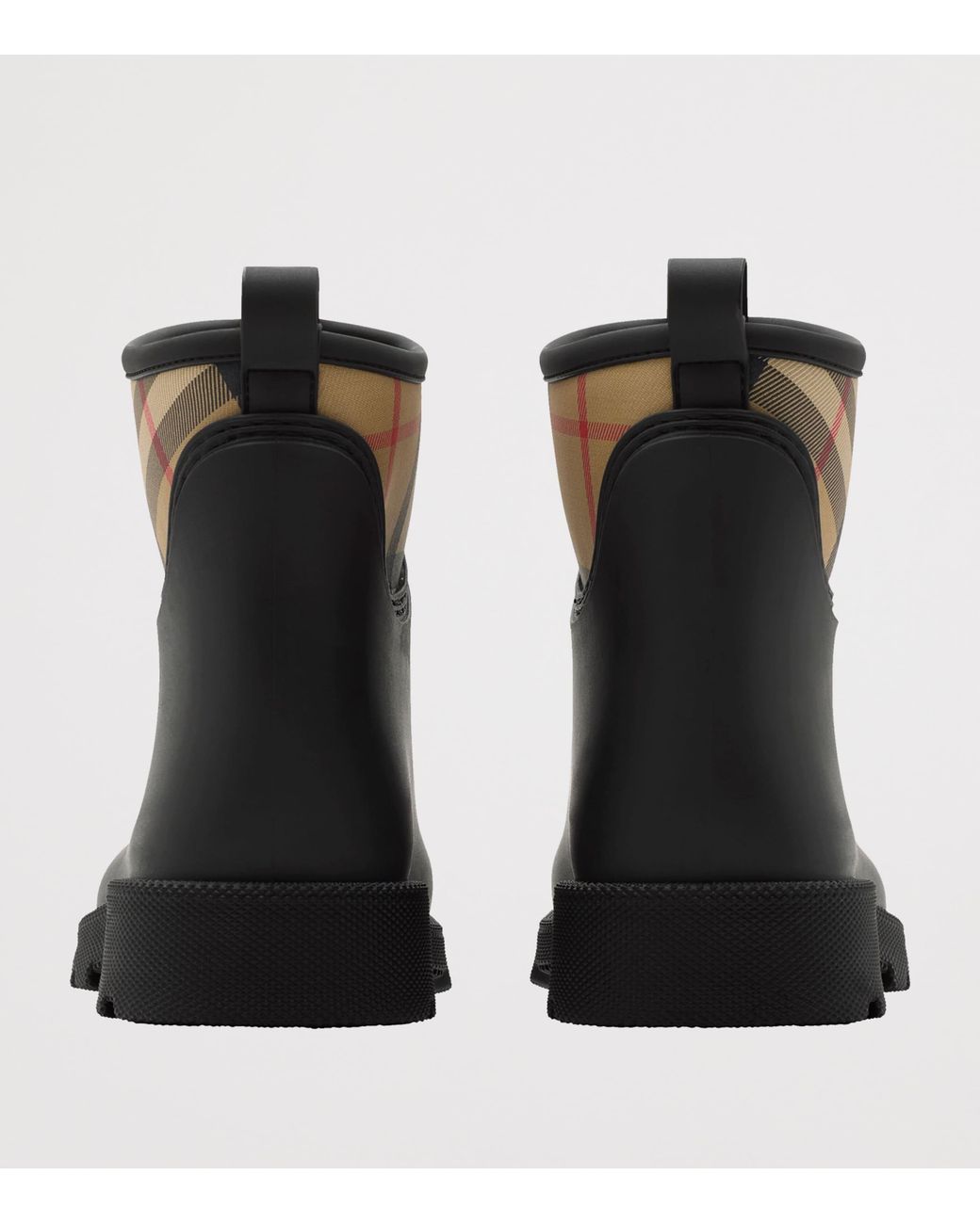 Burberry Black Rubber Nova Check Rain Boots