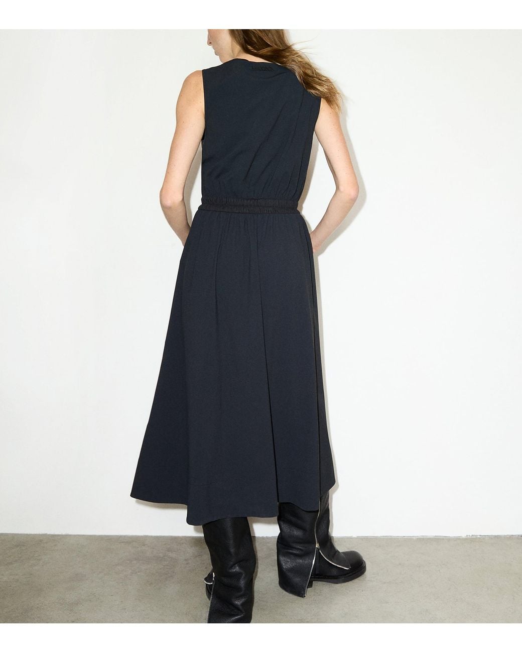MAX&Co. Black Jersey Zip Midi Dress
