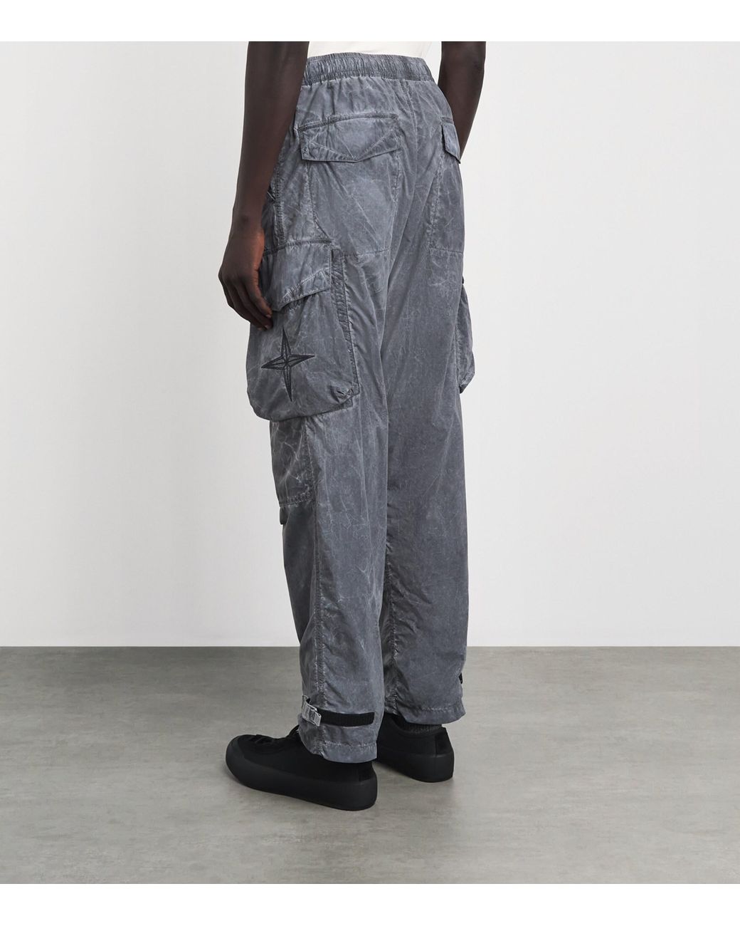 Stone Island Gray Coated Cargo Trousers for men