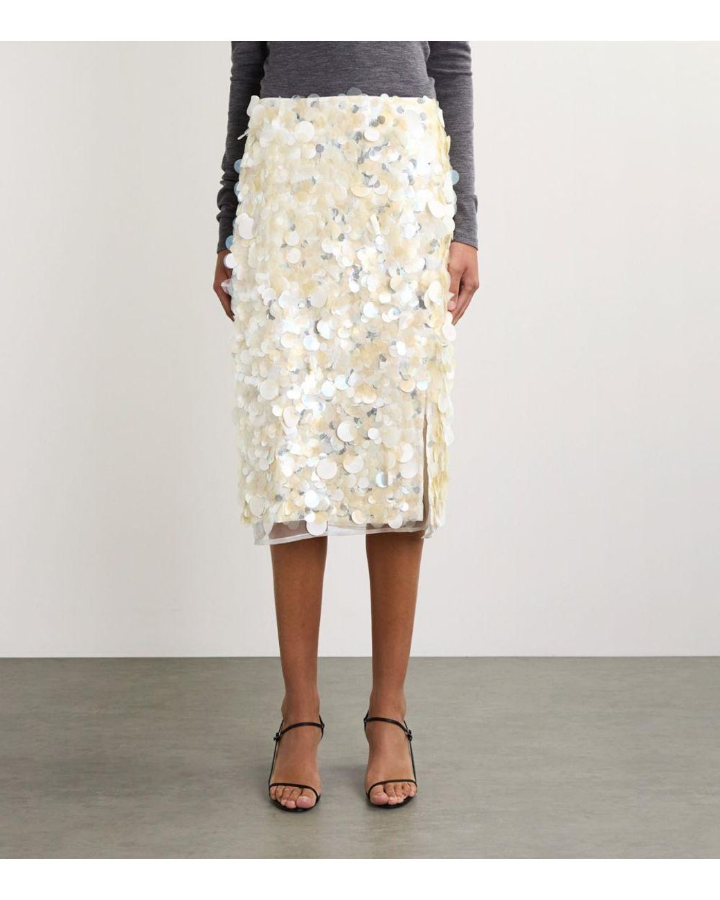 Rohe Embellished Midi Skirt in Natural | Lyst