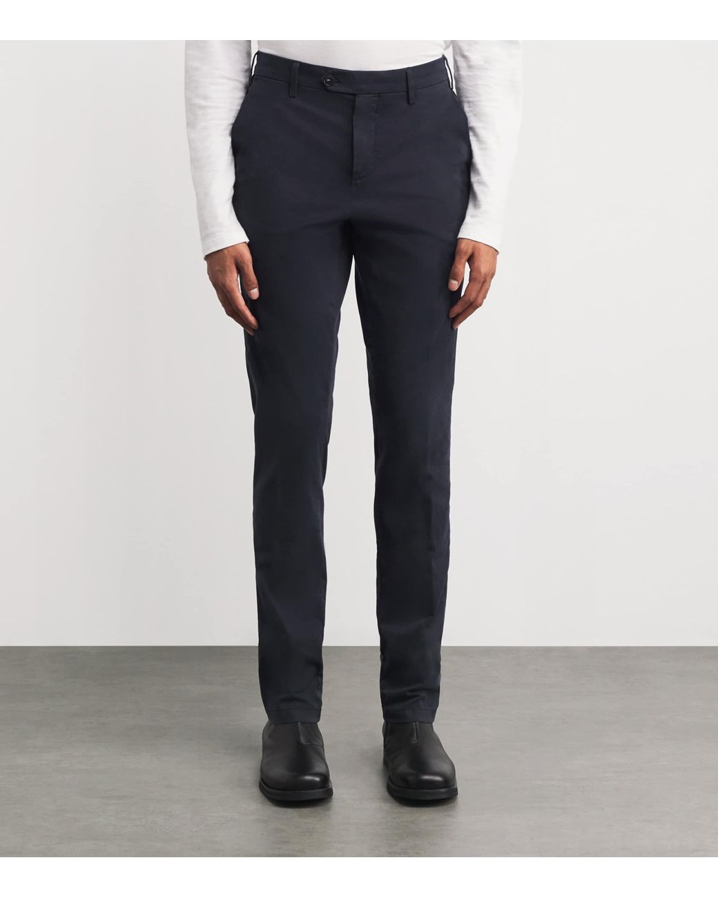 Canali Blue Stretch-Cotton Straight Chinos for men