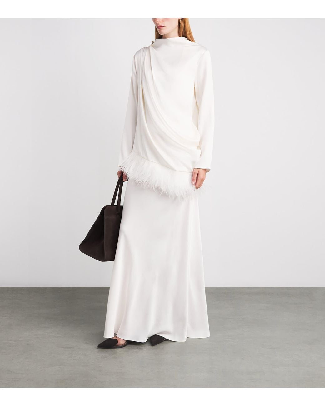 Fabiana Filippi White Satin Enver Maxi Skirt