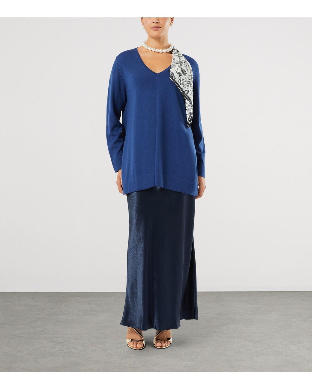 Marina Rinaldi Blue Elasticated-Waist Maxi Skirt