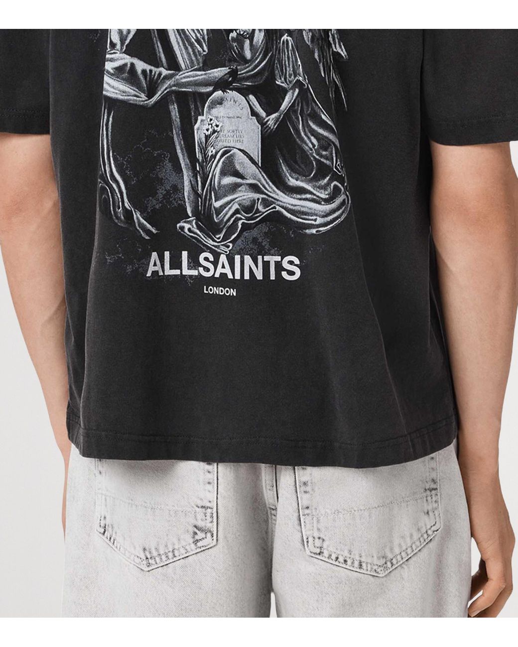 AllSaints Black Angel-Print Seraph T-Shirt for men