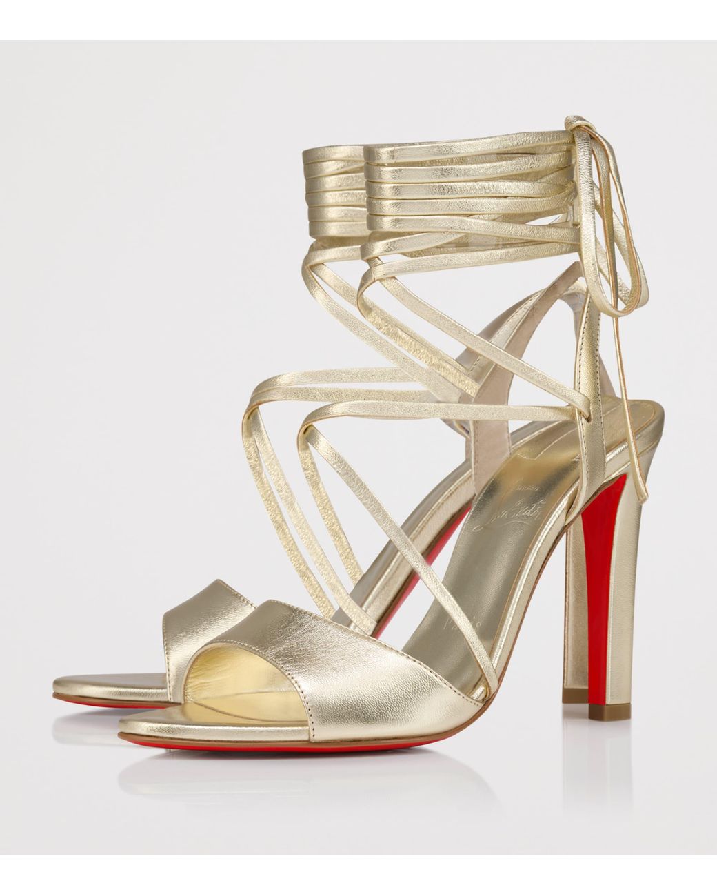 Christian Louboutin Metallic Fanny Randa Leather Sandals 100