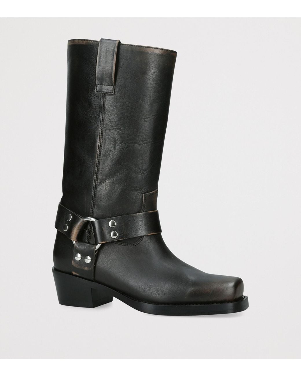 Paris Texas Black Leather Roxy Knee-High Boots 45