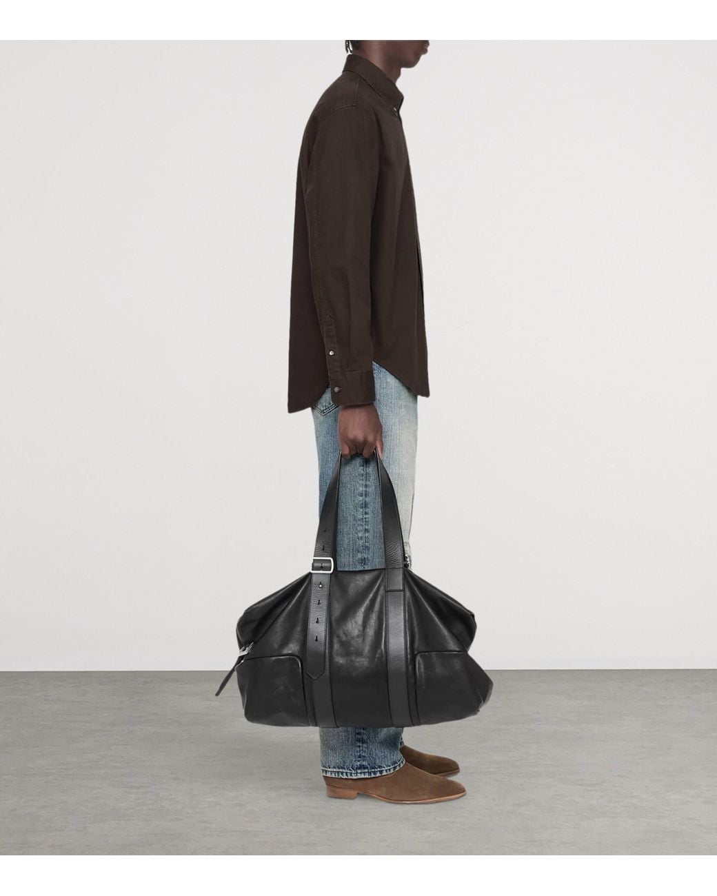 AllSaints Brown Organic Cotton Stow Oversized Shirt for men