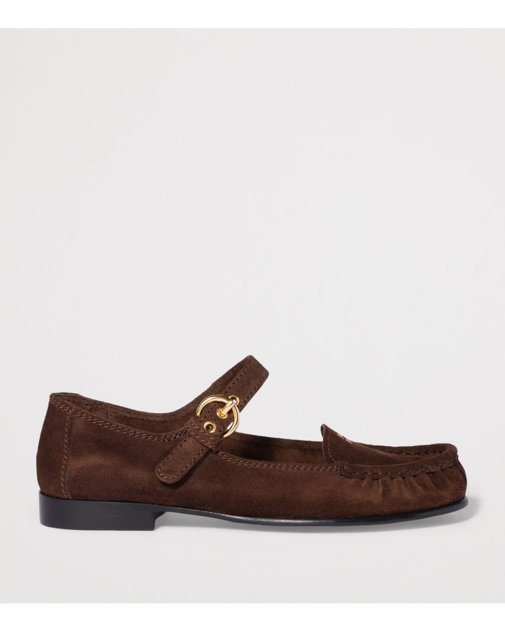 Miu Miu Brown Suede Buckled Loafers