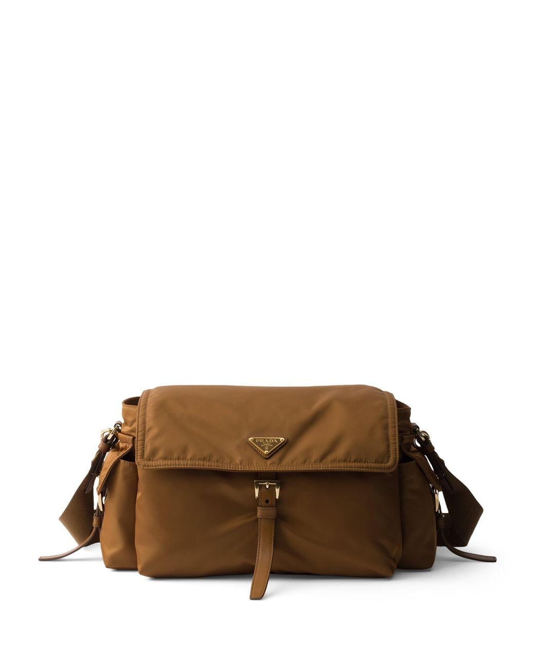 Prada Brown Large Re-Nylon And Leather Explore Shoulder Bag