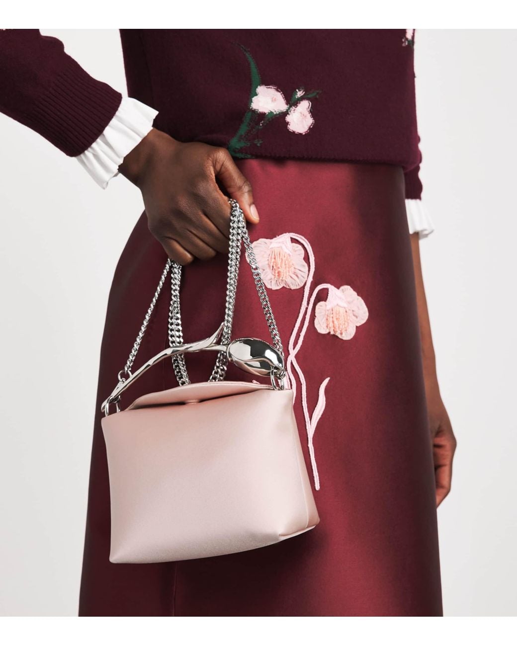 Erdem Pink Mini Satin Bloom Top-Handle Bag