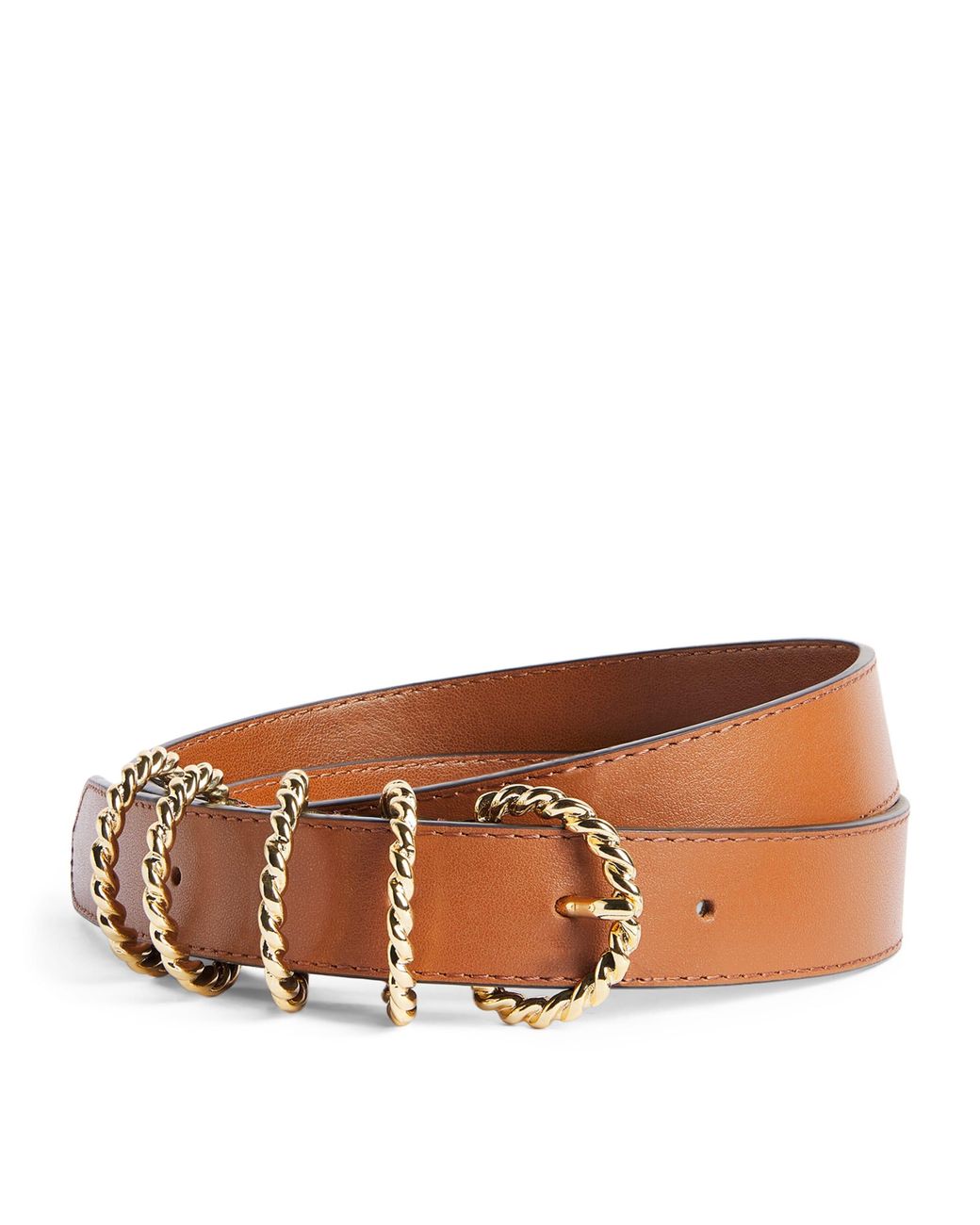 Claudie Pierlot Brown Calfskin Ring-Detail Belt