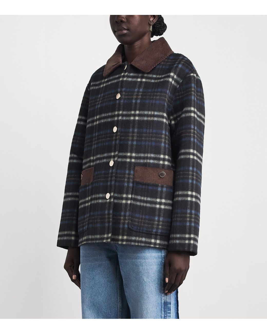 Claudie Pierlot Black Wool-Blend Check Jacket
