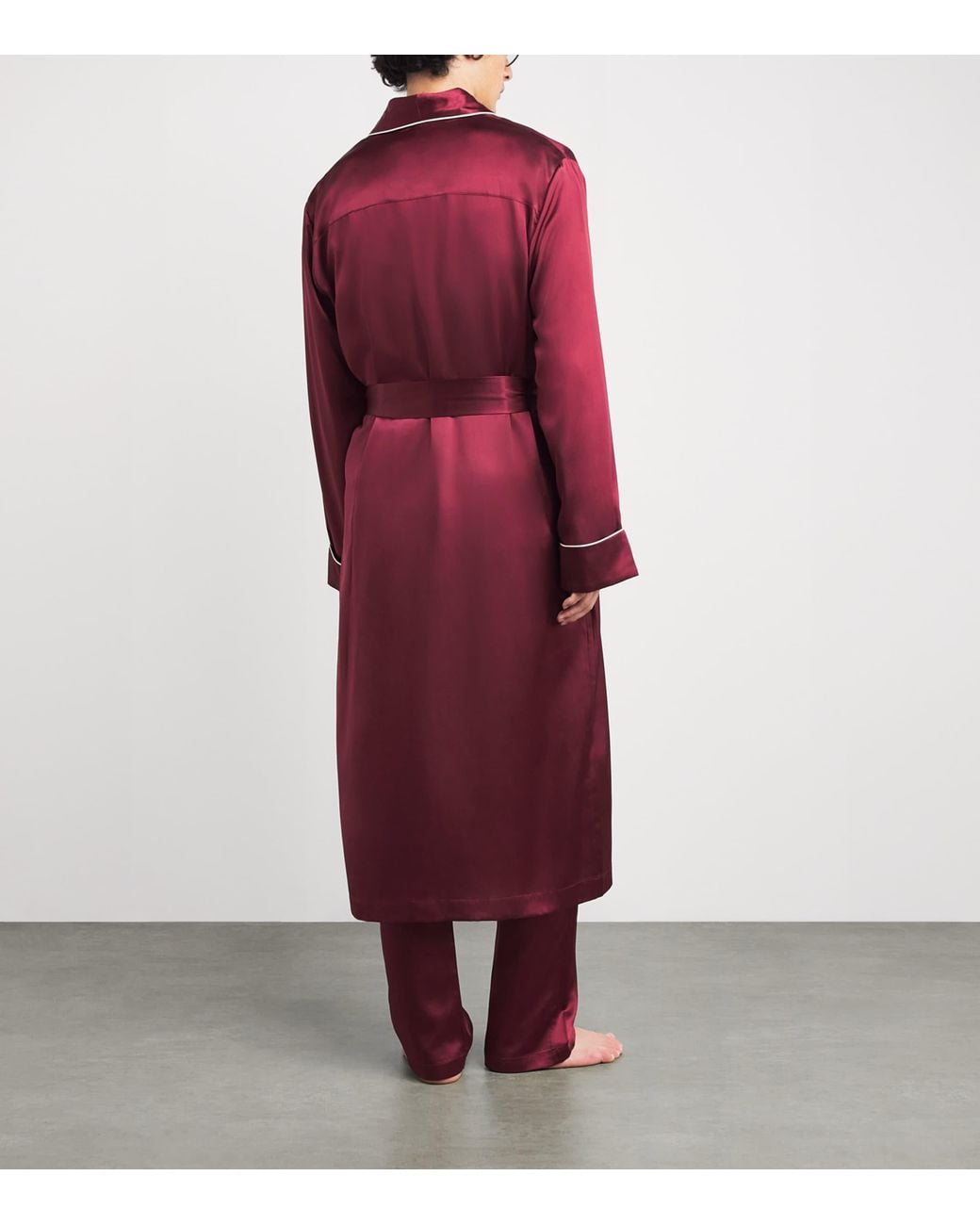 burgundy mens dressing gown Silk Robe Men's Dressing Gown Christmas Gifts For Him Carraig Donn Fortune Bust Tie Maxi pine dressing table and charming tassels Size:Large 16-16.5 ( 32/33)