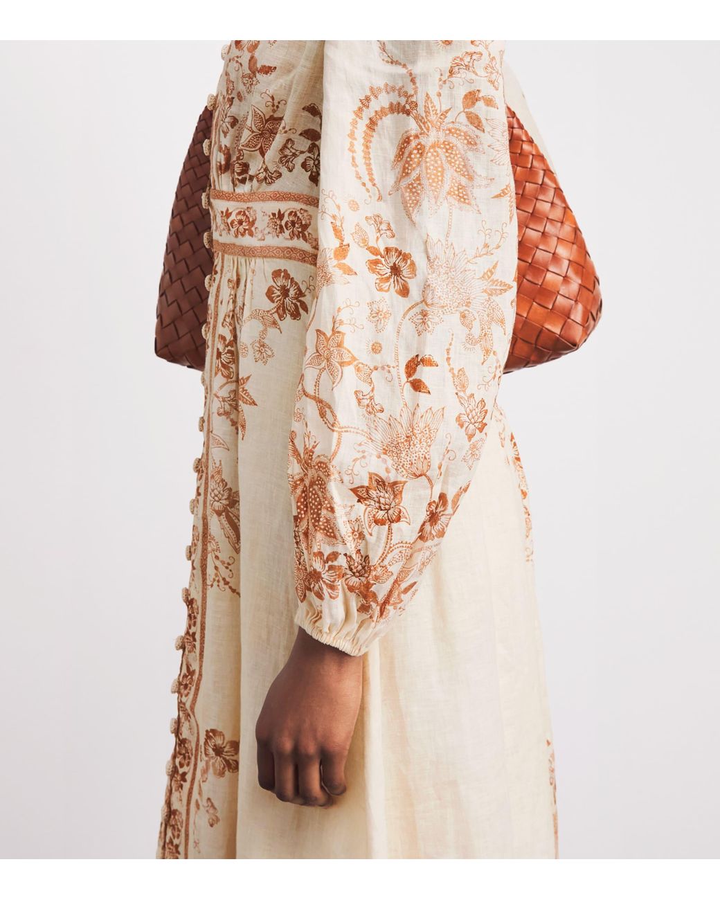 Zimmermann Natural Linen Indra Plunge Midi Dress