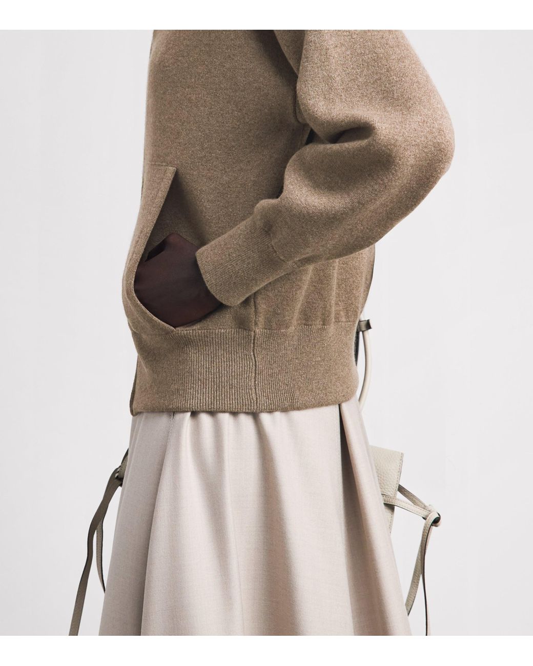 Agnona Brown Cashmere-Wool-Silk Zip-Up Hoodie