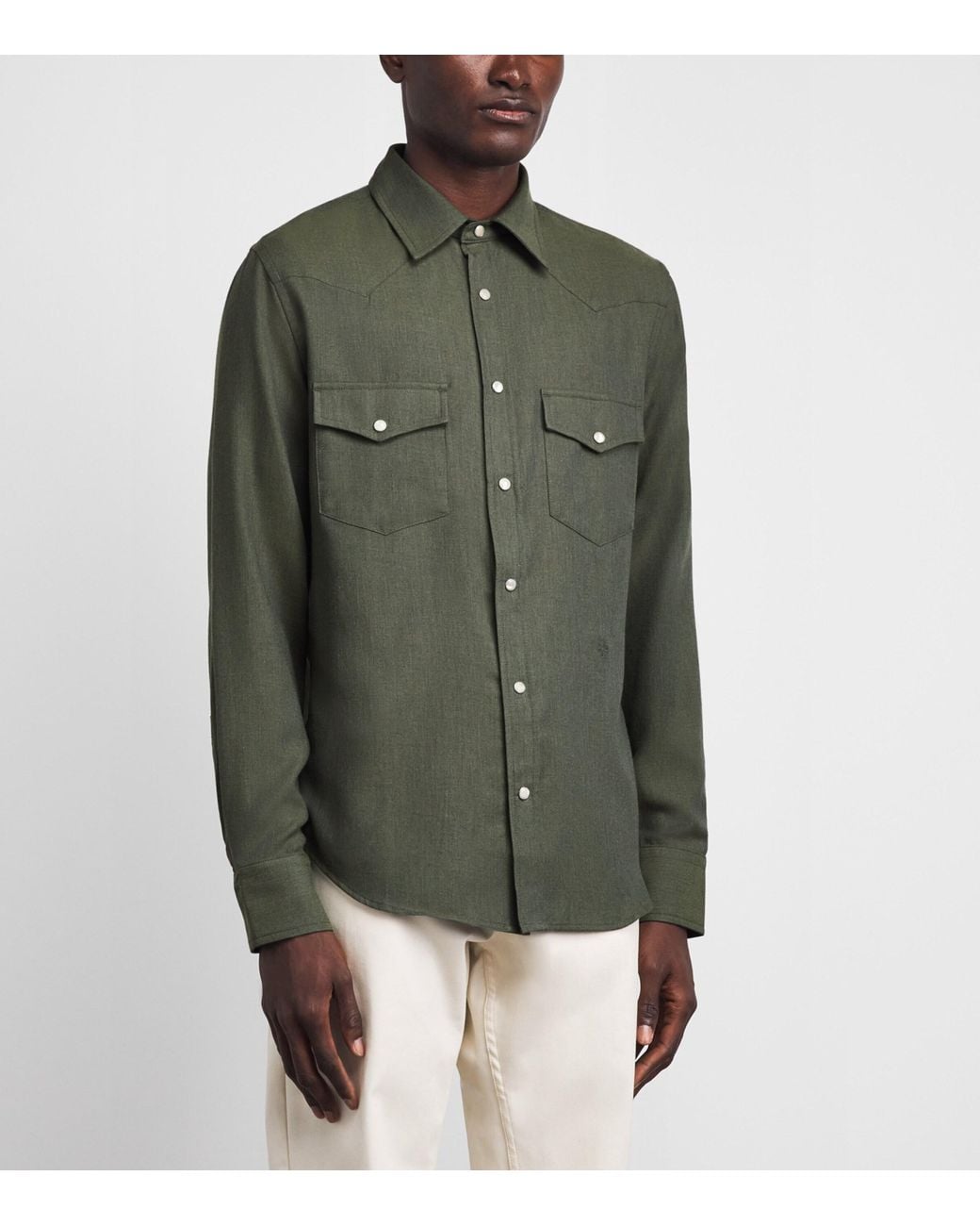 Jacob Cohen Green Cotton-Cashmere Batavia Western Shirt for men