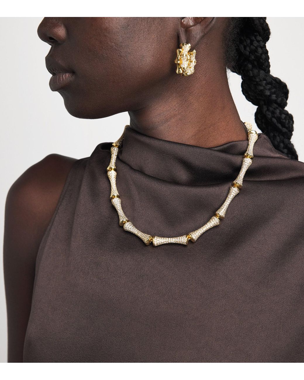 Eddie Borgo Natural Plated Pavé Bambù Necklace