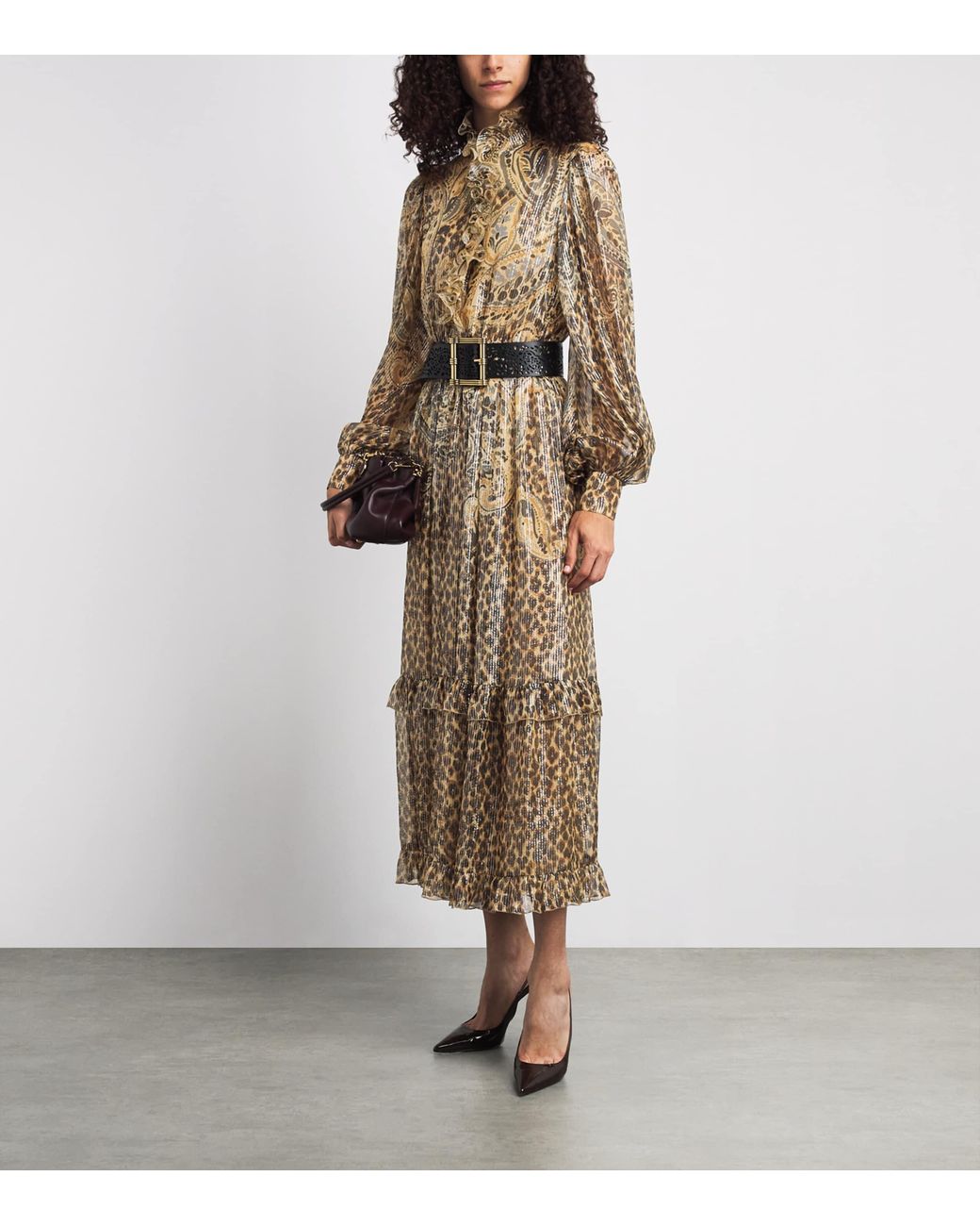 Etro Natural Silk-Blend Leopard Midi Dress