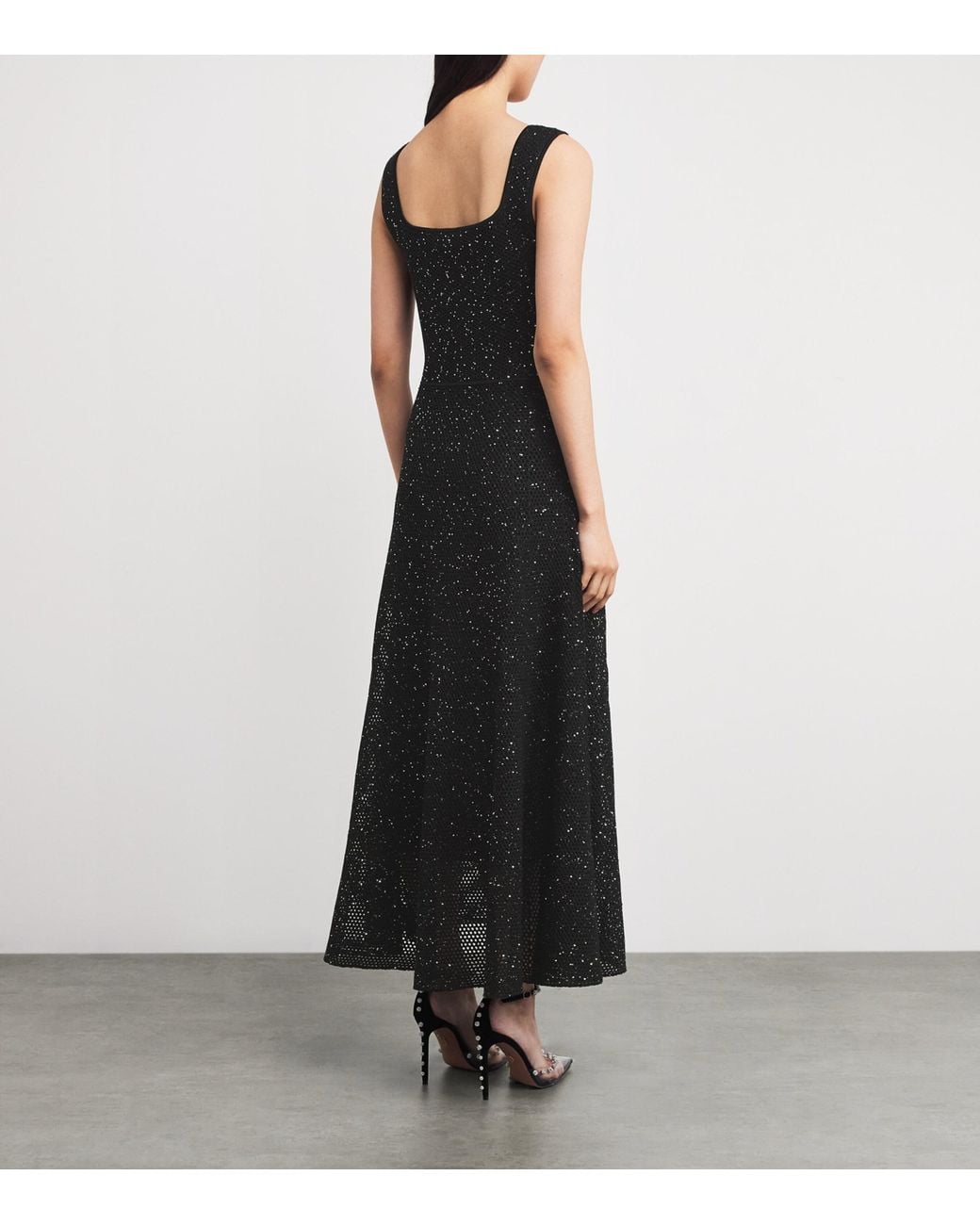 Maje Black Knitted Rhinestone Maxi Dress