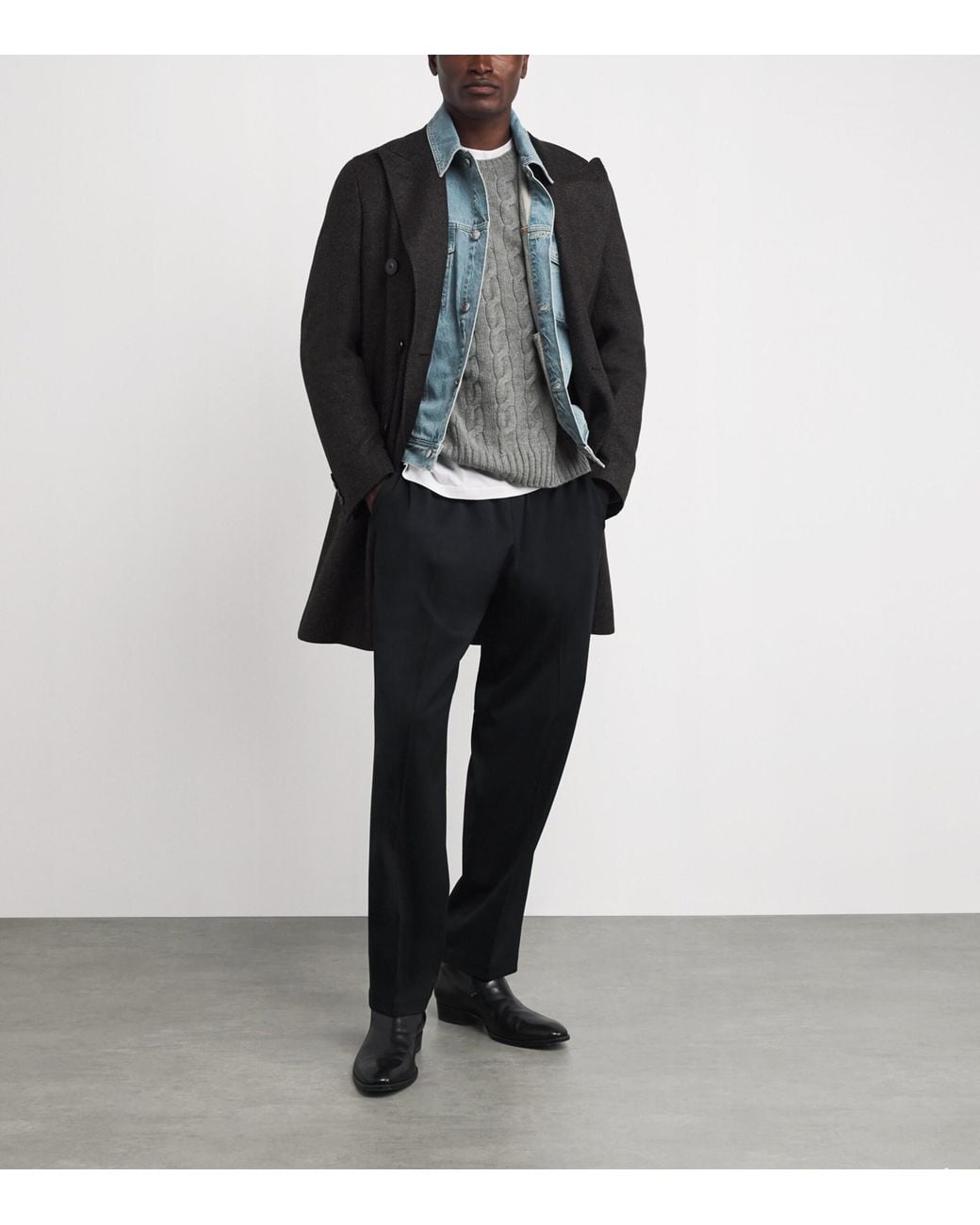 Ralph Lauren Gray Cashmere Cable-Knit Sweater for men