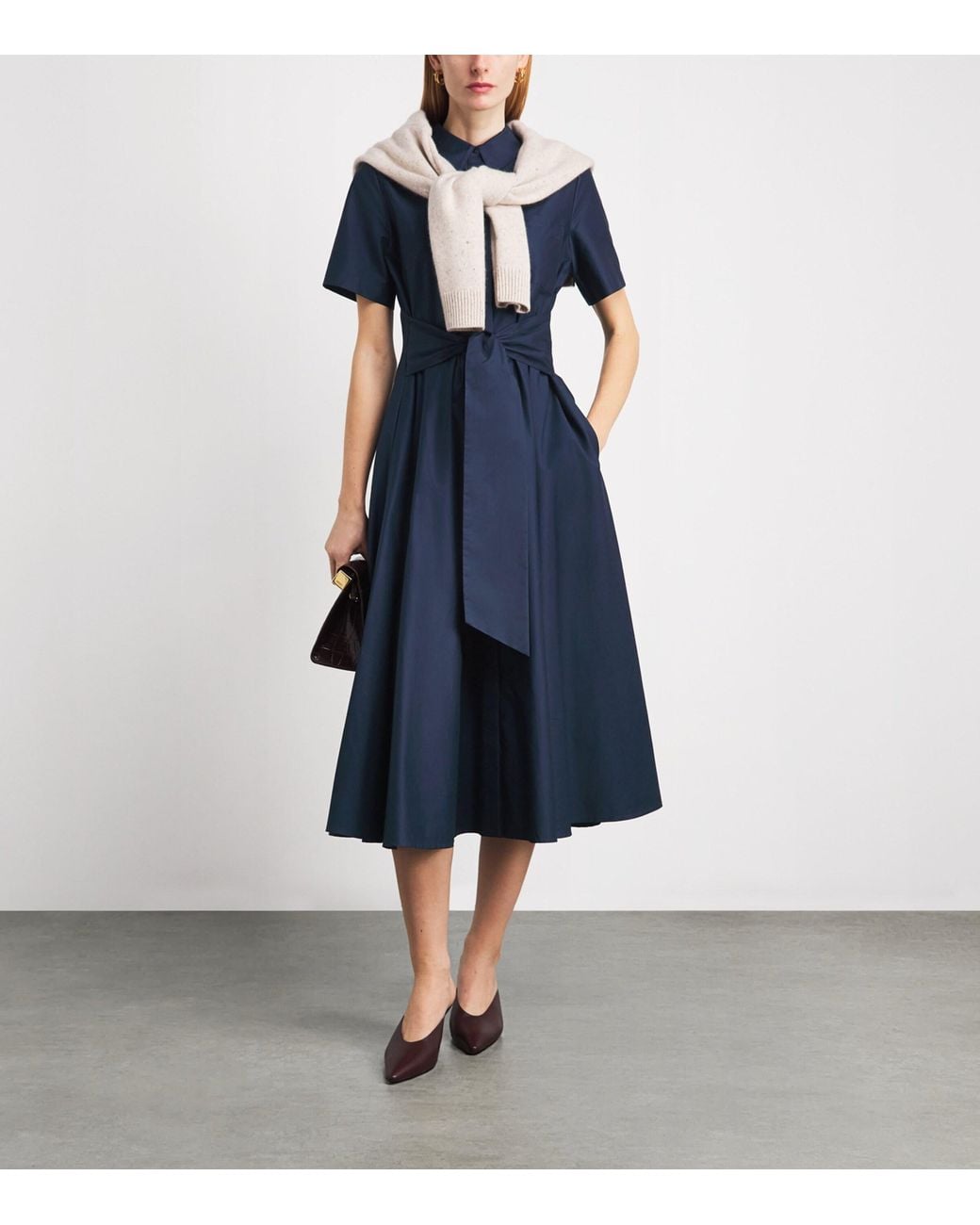 Toccin Blue Cotton Poplin Megan Midi Shirt Dress