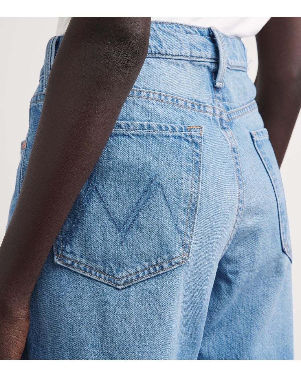 Mother Blue The Rerun Zip Sneak Wide-Leg Jeans
