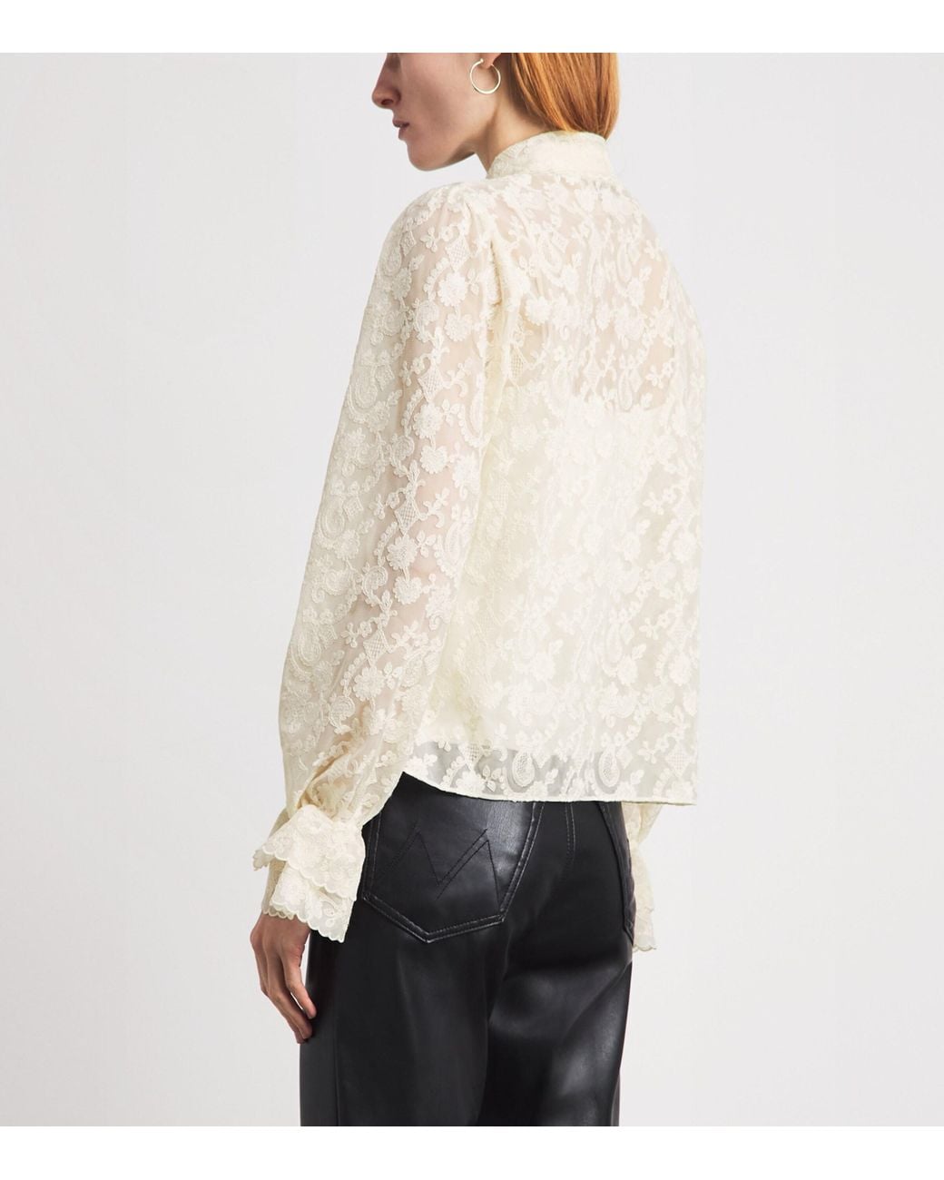 ME+EM White Tulle Embroidered Blouse