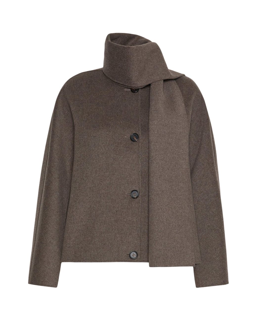 Max Mara Brown Virgin Wool Scarf-Neck Jacket