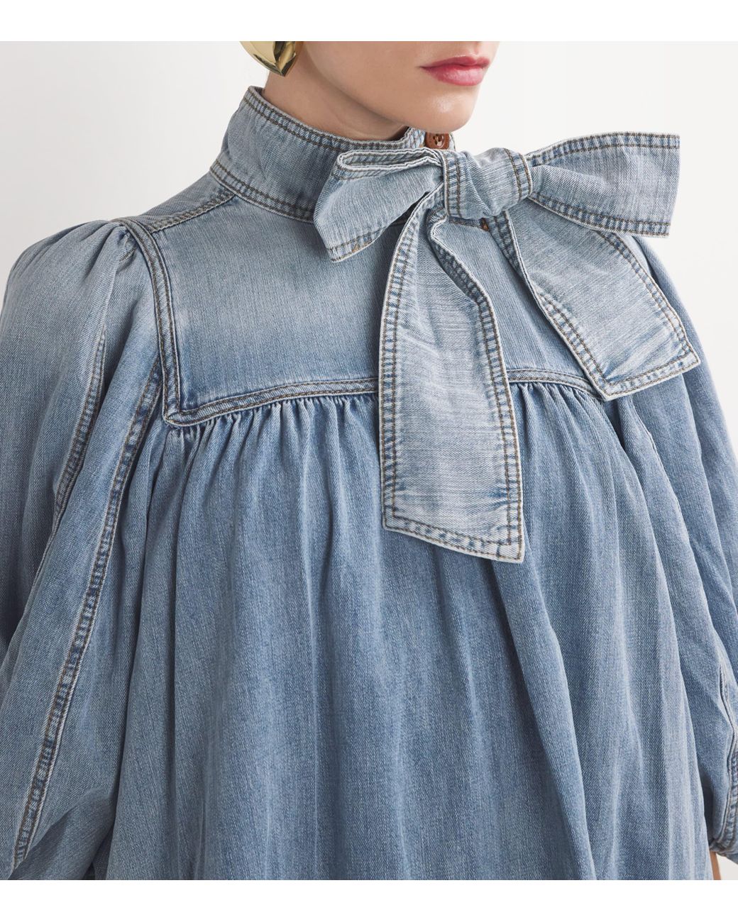 zimmermann denim smock dress Zimmermann Rhiannon Fringe Mini Denim Dress