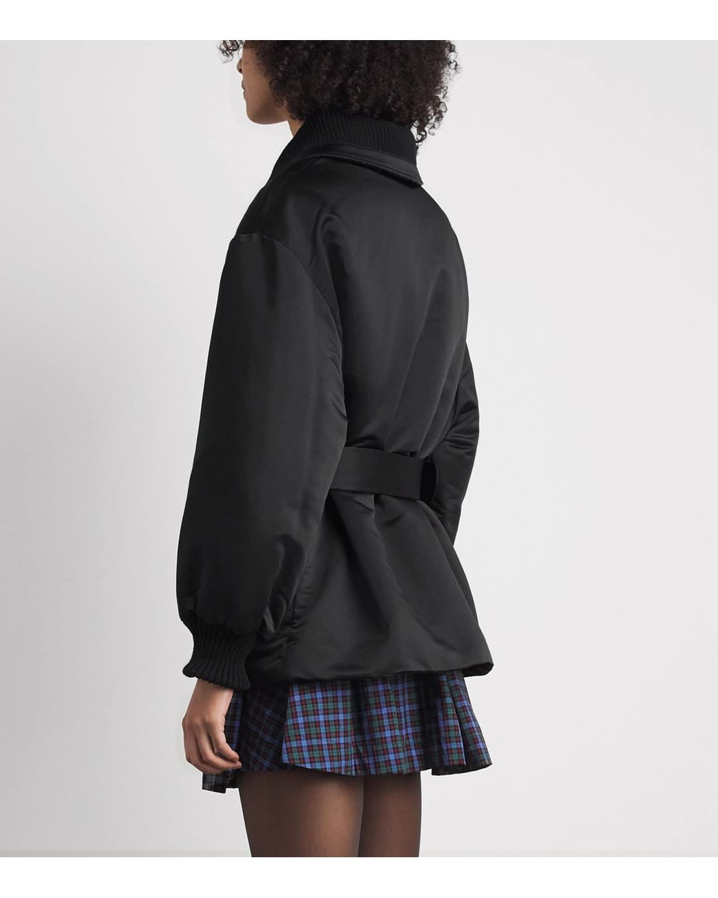 Claudie Pierlot Black Satin Belted Puffer Jacket