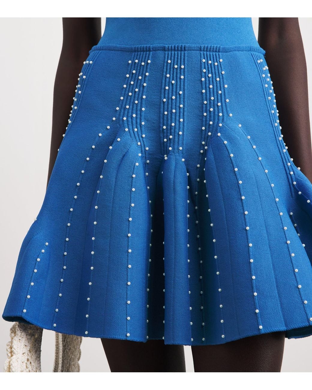 Sandro Blue Embellished Knit Mini Dress