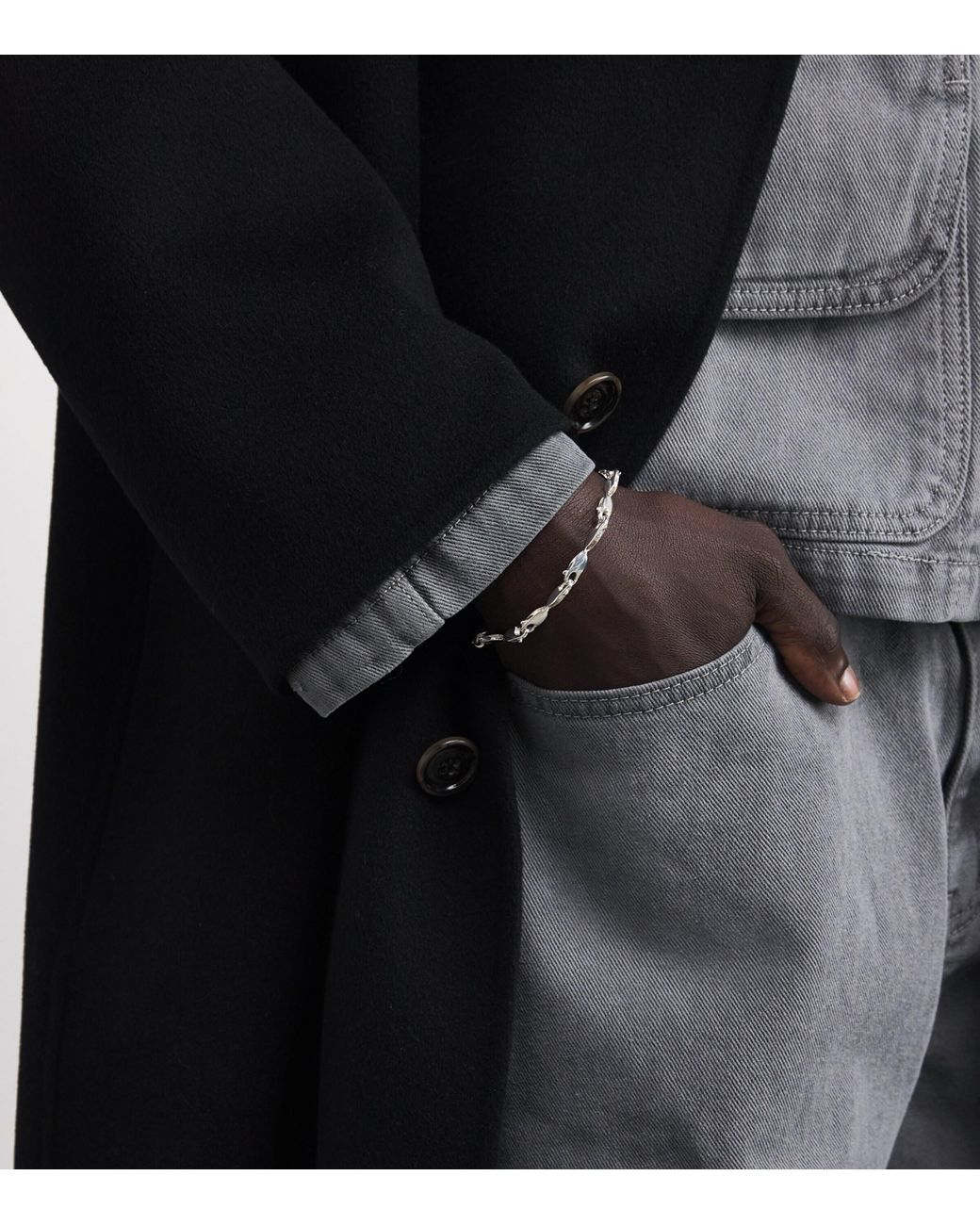 Bleue Burnham Metallic Sterling Lobster Clasp Bracelet for men