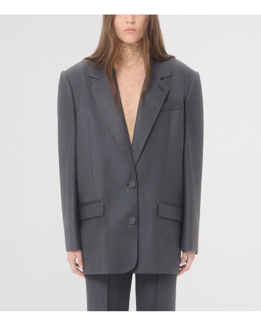Valentino Gray Wool-Silk Blazer
